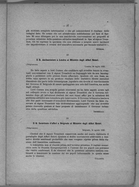 Libro verde sui negoziati diretti fra il Governo italiano e il Governo jugoslavo per la pace adriatica